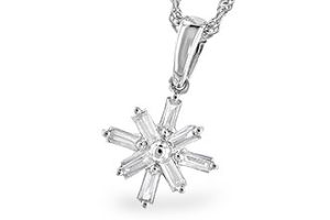Lady's White 14 Karat Necklace Length 18 With 8=0.14Tw Baguette G Si3 Diamonds