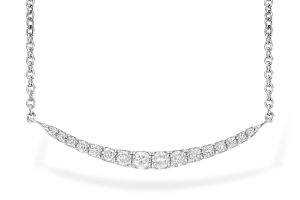 Lady's White 14 Karat Bar Necklace With 16=0.20Tw Round Diamonds