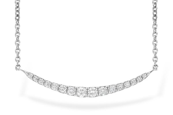 Lady's White 14 Karat Bar Necklace With 16=0.20Tw Round Diamonds