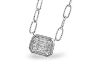 Lady's Yellow 14 Karat Paperclip Necklace With 5=0.14Tw Baguette Diamonds