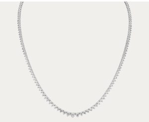 Lady's White 14 Karat Rivere Tennis 3 Prong Necklace Length 18 193 = 4.59tw Round G/H SI1 Diamonds