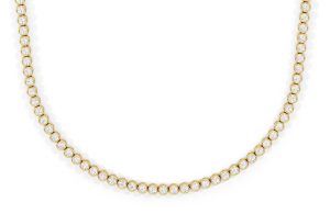 Lady's Yellow 14 Karat Tennis Necklace In Bezel Setting with Bead Chain Necklace Length 18 80 = 1.40tw Round G/H SI1 Diamonds