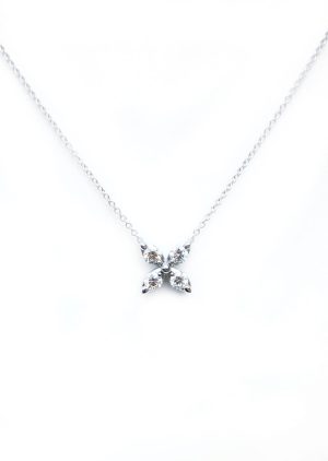 Lady's White 14 Karat Cable Link Mariposa  Bracelet Length 7 12=0.36tw Round Diamonds 3 diamond butterfly stations