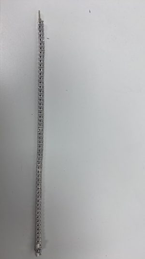 CUSTOM Lady's White Platinum Custom 4 Prong Tennis Bracelet  Length 6.25 4.78tw Princess G/H SI1 Diamonds Gram Weight: 22.5
Saftey Clasp