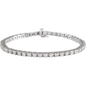 Lady's White 14 Karat Tennis Bracelet Length 7 With 50=6.00Tw Round H/I Si3 Diamonds
