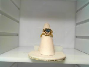 Lady's Yellow 18 Karat Contemporary Fashion Ring Size 7 With 1.25Tw Oval Aquamarine  And 0.30Tw Round Diamonds