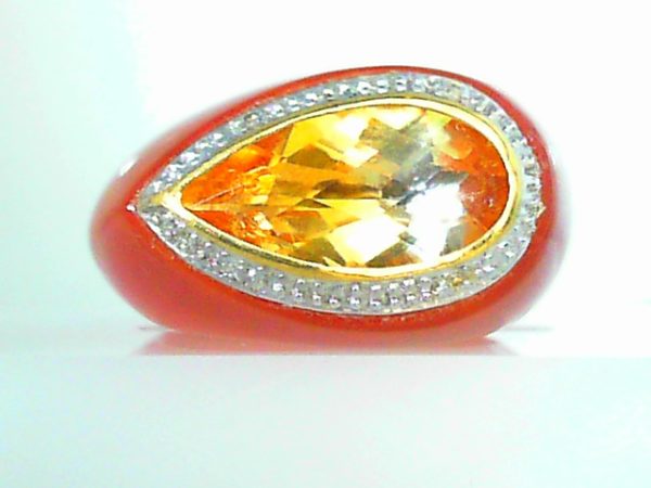 Lady's Umber Yellow Ceramic Unique Fashion Ring Size 6