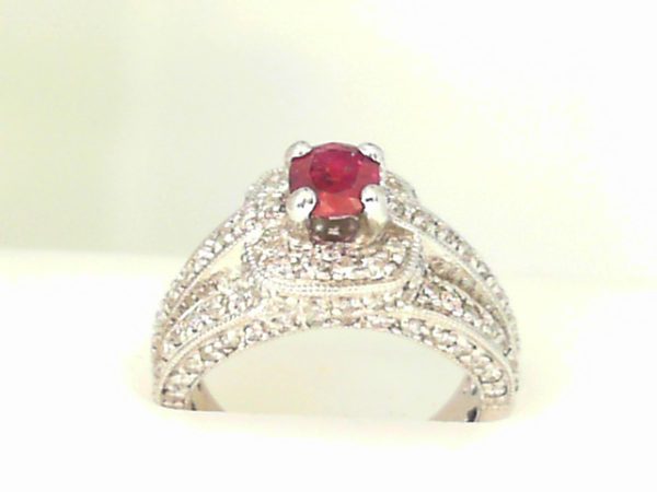 Lady's Fashion Ring one Oval Ruby
1.00tw Round Diamonds - Image 2