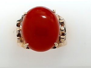 Lady's Yellow 10 Karat Corral Ring Fashion Ring Size 7.25---Coral