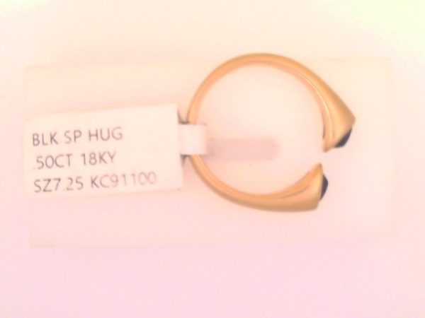 Lady's Yellow 18 Karat Matte' 18 Ky Black Spinel Huggie Ring Fashion Ring Size 7.25 With 2 = 0.50Tw Pear Black Strong Spinels - Image 3