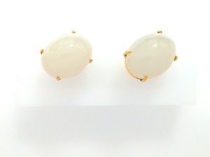 Lady's Yellow 14 Karat Stud Earrings - Fat Mutton Jade