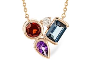 Lady's Rose 14 Karat Multi Stone Necklace With One Round Garnet, One Pear Amethyst And 0.05 Twt Other Stones Chain: Cable Link
Metal: 14 Karat
Color: Rose
Length: 18