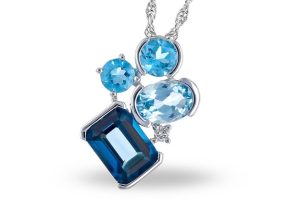 Lady's White 14 Karat Bl Top 4 Stone Necklace With 4=3.08Tw Various Shapes Blue Topazs Chain: Rope
Metal: 14 Karat
Color: White
Length: 18