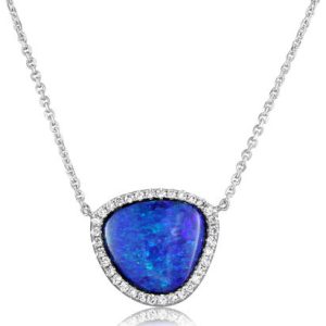 Lady's White 14 Karat Boulder Opal Austr Opal Necklace With One = Various Shapes Boulder Opal Doublet Opal Chain: Cable Link
Metal: 14 Karat
Color: White
Length: 1618
Clasp: Lobster
