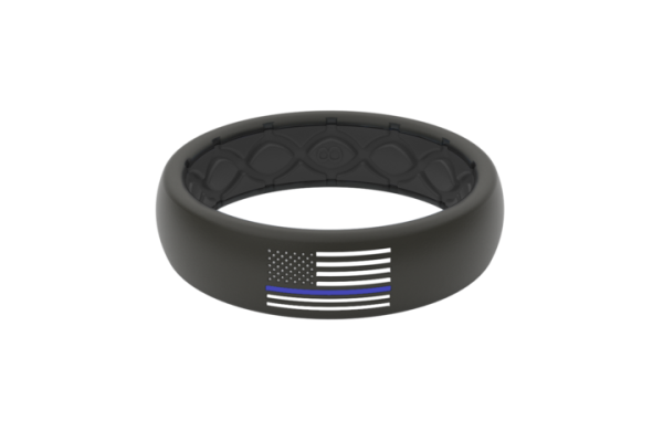 White/Blue Line Flag Ring Size 8