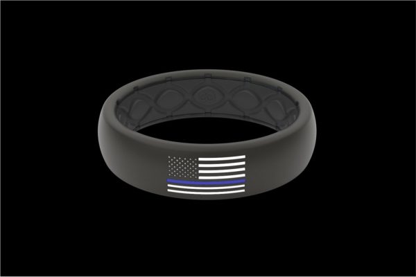 White/Blue Police Flag Ring Size 6