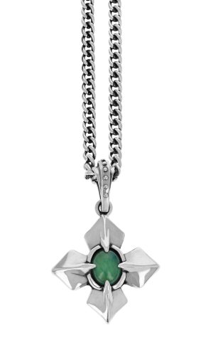 Men's White Polished Silver Pendant Cross & Crysoprase Charm Length 24 Style: Cable Link
Metal: Sterling Silver
Color: White
Finish: Polished