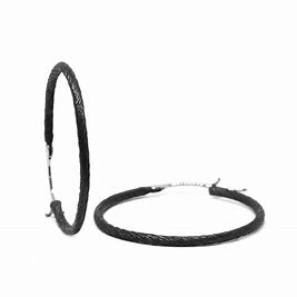 Lady's 925  Oxydized Silver  Hoop Earrings