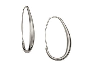 Lady's White Sterling Silver Medium Hoop Earrings
More Information
Design Name	Oval Hoops Earring
New Design	No
Jewelry Category	Earrings
Country of Manufacture	United States
Sizing Info	Approximately 1 1/2 inches long.
Description	These classic hoops defy tradition - the built-in catch gives a streamlined look while it adds security. So comfortable and versatile!