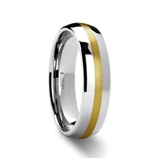 Alternative Metals
CENTURION
METAL TYPE: Tungsten Carbide
WOOD/INLAY: Gold
WIDTH: 8mm
PROFILE: Domed
FINISH: Polished
SIZE: 9