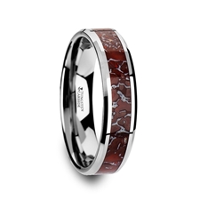 Alternative Metals
METAL TYPE: Tungsten Carbide
WOOD/INLAY: Red Dinosaur
WIDTH: 8mm
PROFILE: Flat Beveled
FINISH: Polished
SIZE: 10.5
JURASSIC