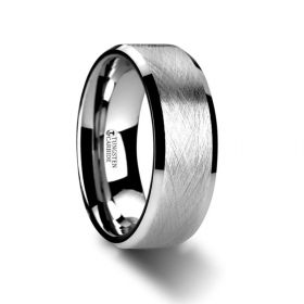 Tungsten Carbide Satin Alternative Metals Size 12 PROFILE: Flat Beveled