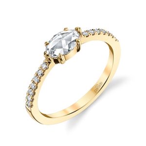 Lady's Yellow 18 Karat Lumiere Bridal Contemporary Engagement Ring Size 6.5 With 14=0.13Tw Round F/G Vs2 Diamonds And One 0.29Ct Marquise Rose Cut F/G Vs2 Diamond
MRC: 7x5
2.34gr