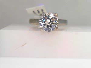 Lady's White 14 Karat Neil Lane Engagement Ring Size 5 With 16= Round Diamonds--CZ center for display