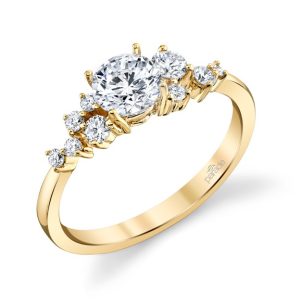 Lady's Yellow 14 Karat Hemera Bridal Fashion Ring Size 6.5 With 9 = 0.27Tw Round Diamonds
