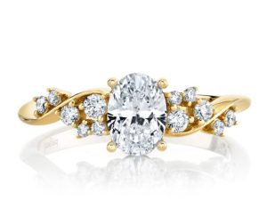 Lady's Yellow 14 Karat Diamond Engagement Ring Size 6.5 With 12 = 0.19Tw Round G/H Si1 Diamonds Gram Wt: 2.45
