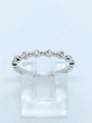 White 18 Karat Half Anniversary Wedding Band Size 6 With 8=0.16Tw Round G/H Si1 Diamonds