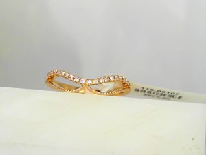 Lady's Yellow 14 Karat Diamond/Millgrain Double Wave  Wedding Band Size 7 20=0.11tw Round Diamonds