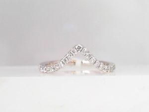 Lady's White 14 Karat Half Anniversary Wedding Band Size 7 With 25=0.24Tw Round Diamonds