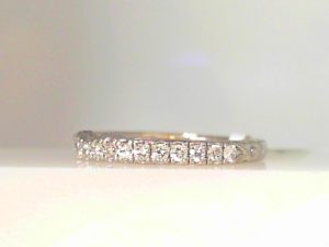 Lady's White 14 Karat Half Anniversary Wedding Band Size 5 With 19=0.30Tw Round Diamonds