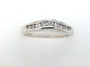 Lady's White 14 Karat Curved Band Wedding Band Size 6.25 With 9 = 0.25Tw Round H/I Si2 Diamonds