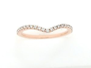 Lady's Rose 14 Karat Curved Band Wedding Band Size 7 With 23 = 0.20Tw Round Diamonds
