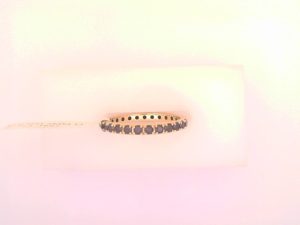 Lady's Yellow 18 Karat 18Ky Black Diamond Eternity Ring Wedding Band Size 7 = 1.00tw Round Black Diamonds