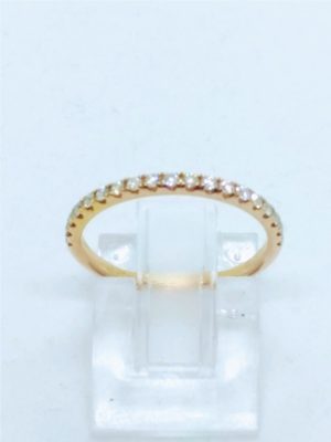 Lady's Yellow 18 Karat Stack Alternating Anniversary Ring Size 6.25 With 10=0.15Tw Round G/H Si1 Diamonds