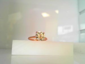 Lady's Rose Polished 10 Karat One Stone Fashion Ring Size 7 one 1.94ct Round N SI2 Champagne Diamond