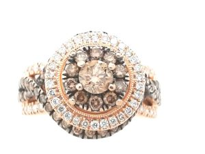 Lady's Rose 14 Karat Fashion Ring Size 7 With = 1.80Tw Rose Cut Diamonds
