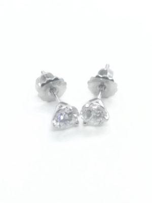 White Polished 14 Karat Round 3 Prong Cocktail Style Threaded Stud Earrings 2=1.00tw Round F/G SI1 Diamonds