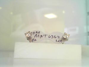 Lady's White Polished 14 Karat Stud Earrings 2=1.01tw Round G SI3 Diamonds