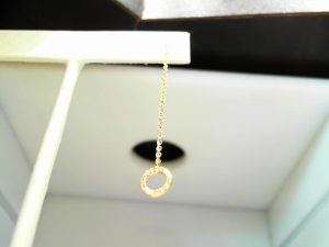 Lady's Yellow 14 Karat Thread Earrings 34=0.07tw Round Diamonds