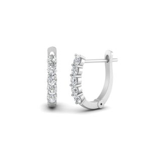 Yellow 18 Karat Small Hoop Earrings With 18=0.11Tw Round Diamonds