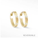 NINA WYNN  Yellow 18 Karat Florentine Mini Florientine Reversible Huggies Earrings 8= Round Black Diamonds
10mm
*actual Earrings have Black Diamonds