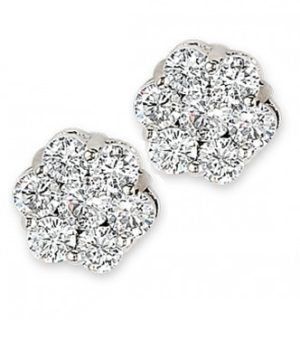Lady's White 10 Karat Stud Earrings 14=2.00tw Round G/H SI2 Diamonds