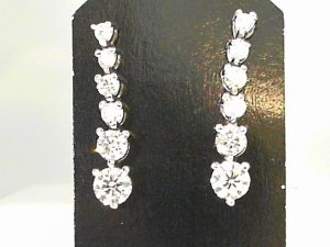 White 14 Karat 3 Prong Journey Earrings Earrings 12=1.00tw Round G/H SI2 Diamonds Gram Wt: 2.56