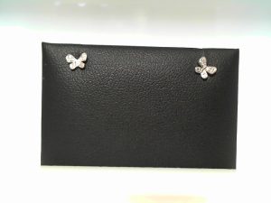 Lady's White 14 Karat Butterfly Stud Earrings With 0.01Tw Round Diamonds