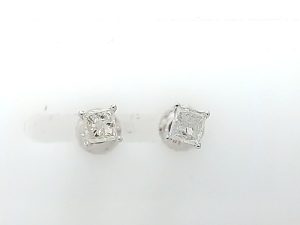Lady's White 14 Karat Stud Earrings With 2 = 0.45Tw Princess Diamonds