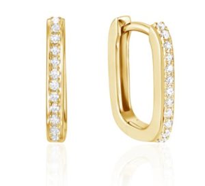 Lady's Yellow 14 Karat Huggie Earrings 24 = 0.09tw Round G SI2 Diamonds Gram Wt: 1.65